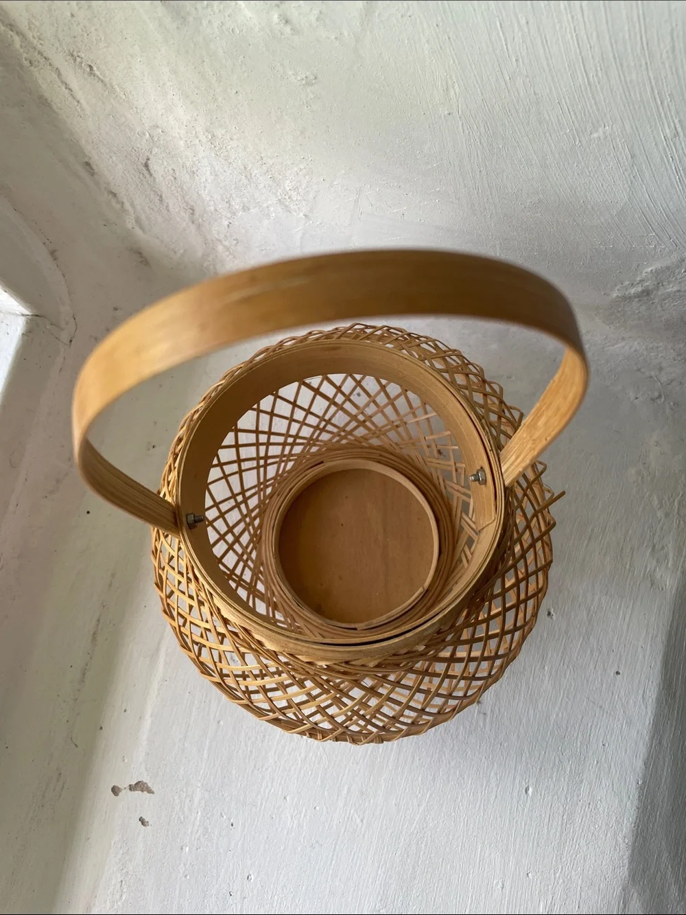 Hand Crafted Woven Bamboo Lantern Basket - Natural